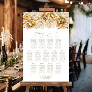 Affiche Plan de table de mariage floral orange 13 tables
