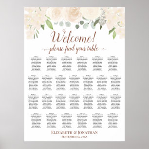 Affiche Plan de table de mariage floral rose pêche 26