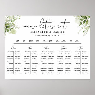 Affiche Plan de table de mariage floral verdure Graphique