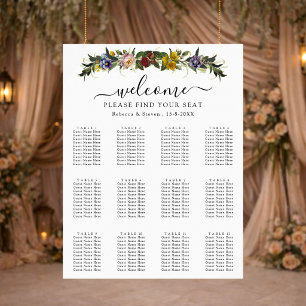 Affiche Plan de table de mariage floral vintage chic