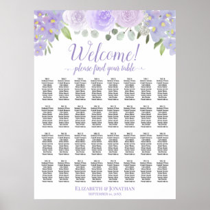 Affiche Plan de table de mariage floral violet clair 32 ta
