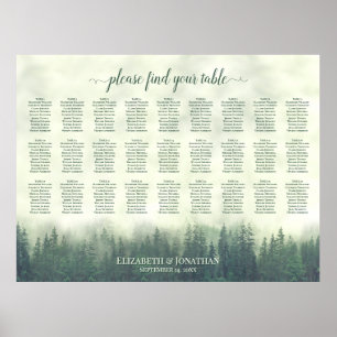 Affiche Plan de table de mariage Foggy Green Pines 27