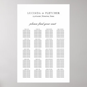 Affiche Plan de table de mariage formel classique élégant