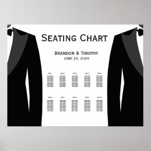 Affiche Plan de table de mariage gay élégant blanc