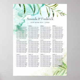 Affiche Plan de table de mariage géométrique à l'aquarelle