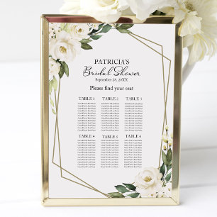 Affiche Plan de table de mariage géométrique avec verdure