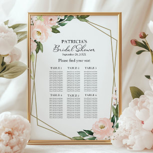 Affiche Plan de table de mariage géométrique rose blush