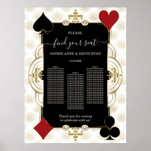 Affiche Plan de table de mariage Glam Gold Casino Vegas