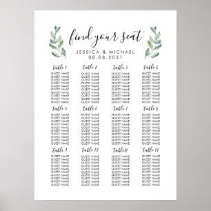 Affiche Plan de table de mariage grand format 12