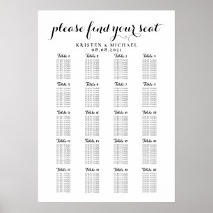 Affiche Plan de table de mariage grand format 20 tables