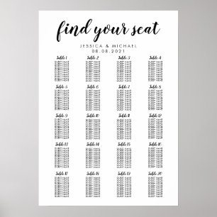 Affiche Plan de table de mariage grand format 20 tables