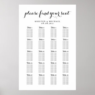 Affiche Plan de table de mariage grand format 20 tables