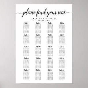 Affiche Plan de table de mariage grand format 20 tables