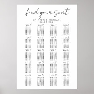 Affiche Plan de table de mariage grand format 20 tables