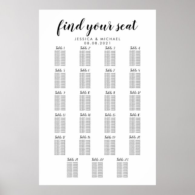 Affiche Plan de table de mariage grand format 23 (Devant)