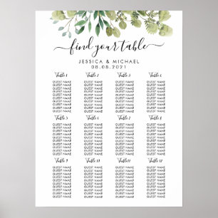 Affiche Plan de table de mariage grand modèle à 12 tables