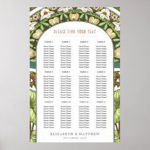 Affiche Plan de table de mariage inspiré de l'Art nouveau