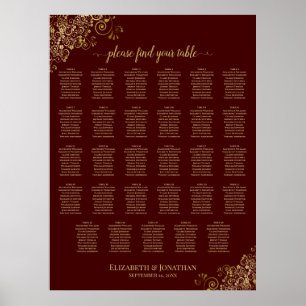 Affiche Plan de table de mariage Lacy Gold 29 Auburn