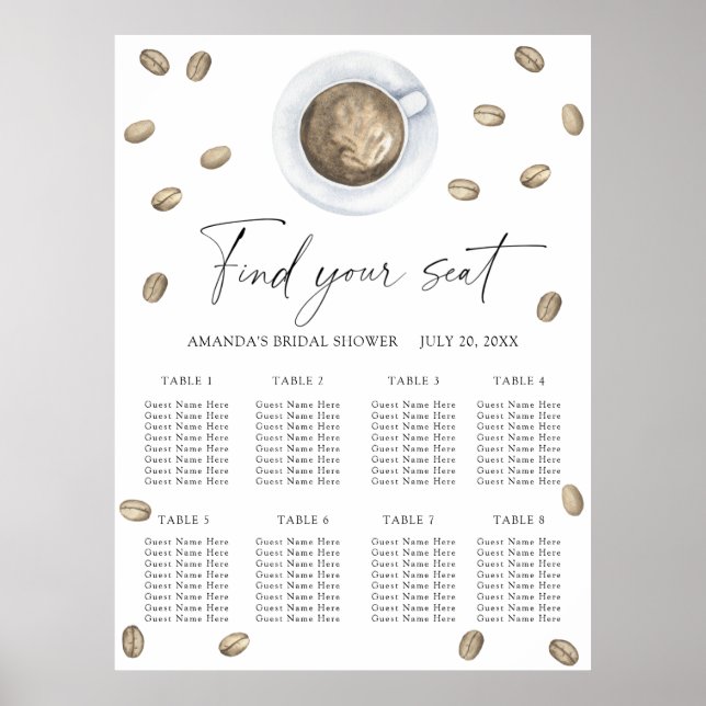 Affiche Plan de table de mariage Love is brewing (Devant)