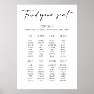 Affiche Plan de table de mariage minimal éditable