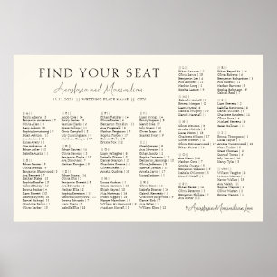 Affiche Plan de table de mariage minimaliste beige par ord