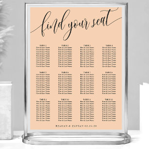 Affiche Plan de table de mariage minimaliste écriture douc