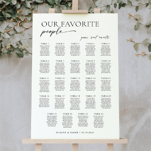 Affiche Plan de table de mariage moderne avec 24 tables
