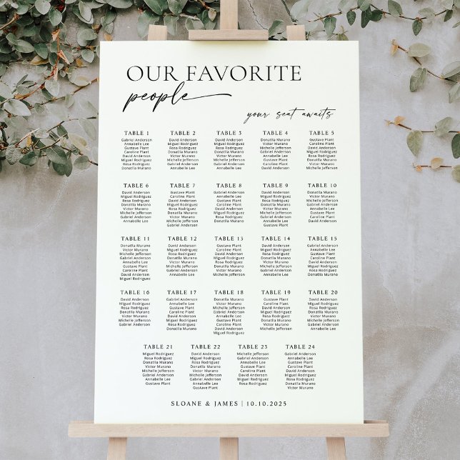 Affiche Plan de table de mariage moderne avec 24 tables (Créateur téléchargé)