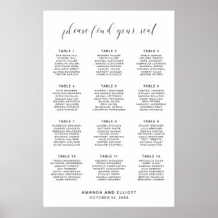 Affiche Plan de table de mariage moderne minimaliste simpl