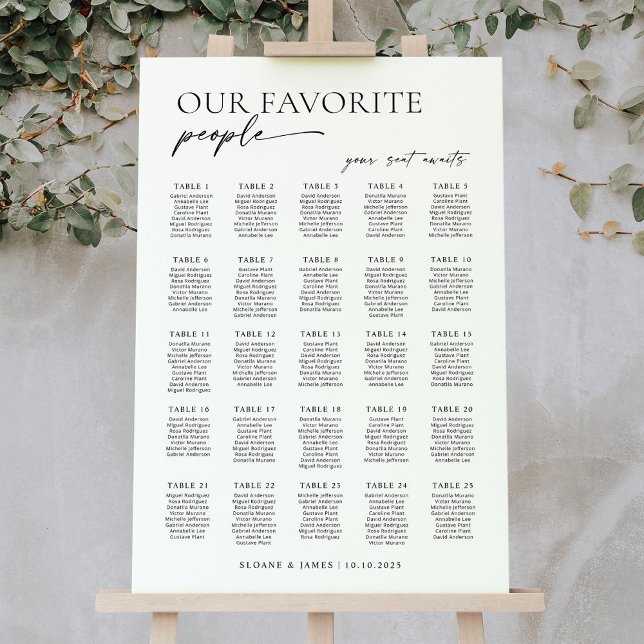 Affiche Plan de table de mariage moderne pour 25 tables (Créateur téléchargé)