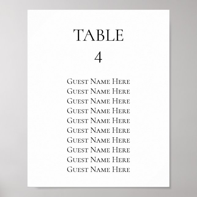 Affiche Plan de table de mariage page individuelle de tail (Devant)