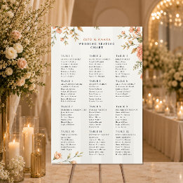 Affiche Plan de table de mariage | Panneau de réception fl