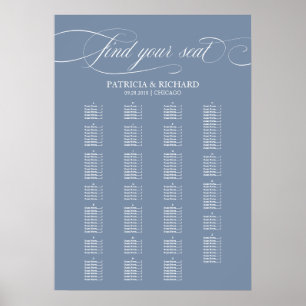 Affiche Plan de table de mariage par ordre alphabétique Bl