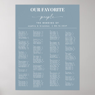 Affiche Plan de table de mariage par ordre alphabétique bl