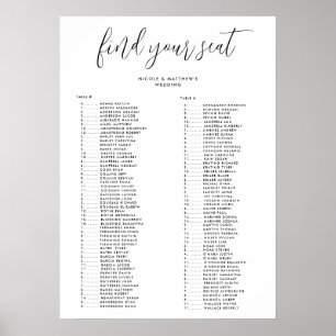 Affiche Plan de table de mariage par ordre alphabétique él