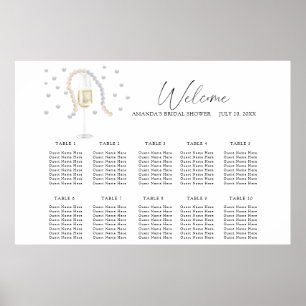 Affiche Plan de table de mariage Perles et Prosecco