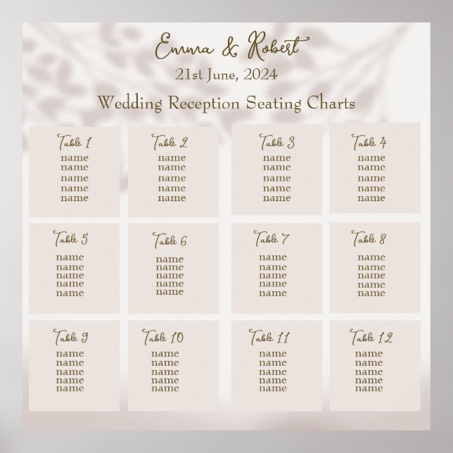 Affiche Plan de table de mariage personnalisable (Devant)