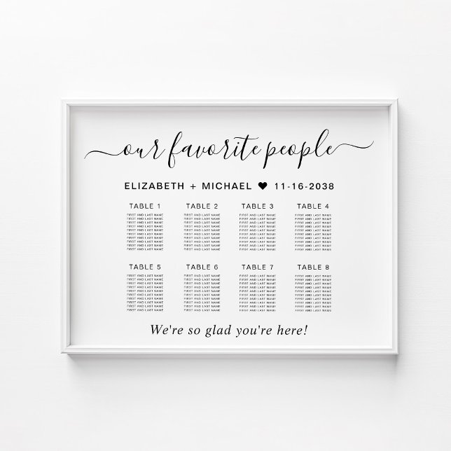 Affiche Plan de table de mariage pour 8 tables pour les pe (Créateur téléchargé)