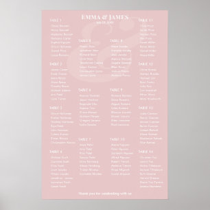 Affiche Plan de table de mariage REVERSE Blush Ampersand