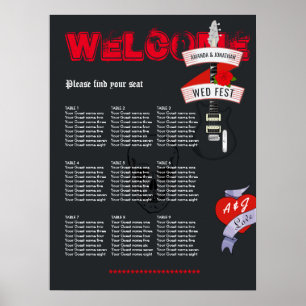Affiche Plan de table de mariage Rock and Roll