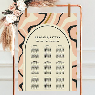 Affiche Plan de table de mariage Rose Noir Arche Tourbillo