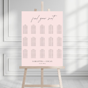 Affiche Plan de table de mariage rose poudré Trouvez vot