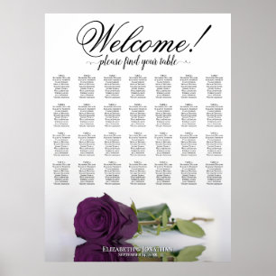 Affiche Plan de table de mariage Rose Pourpre Prune 28