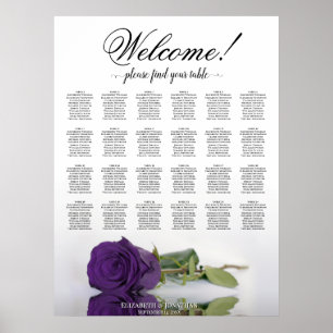 Affiche Plan de table de mariage Rose Royale Violette 24 t
