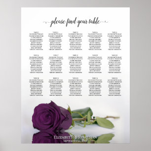 Affiche Plan de table de mariage Rose Violet Foncé 15 Tabl