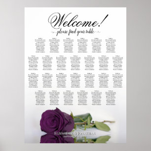 Affiche Plan de table de mariage Rose Violet Foncé 26