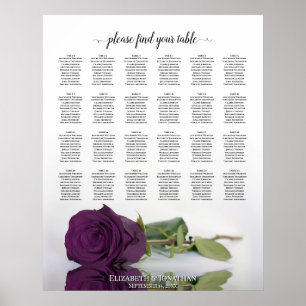 Affiche Plan de table de mariage Rose Violet Pourpre 24