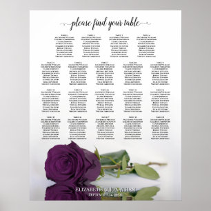 Affiche Plan de table de mariage Rose Violet Prune 19 Tabl