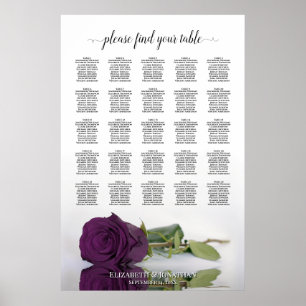 Affiche Plan de table de mariage Rose Violet Prune 25