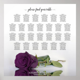 Affiche Plan de table de mariage Rose Violet Prune 26